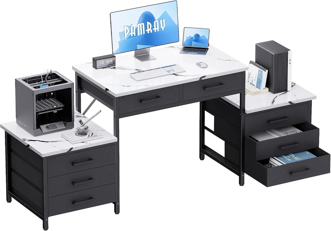 Pamray 63 Inch Computer Desk with 8 Drawers for Study Writing Work