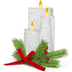 Christmas Tabletop Snow Globe Candle Water Spinning LED Lighted Acrylic Candle Décor Battery Operated Christmas Decoration (6.8" H x 4.8" W x 4.8" D) by Moments in Time