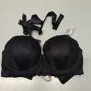 Women's Strapless Push Up Bra Convertible Multiway Lace Padded Underwire Bras with Clear Straps, 32B