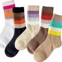 IIG 5 Pairs Womens Novelty Cute Crew Socks Colorful Funny Ankle Socks Gifts for Womens Socks (One Size, Retro Striped)