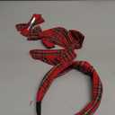 5 Pcs Plaid Headband Set - Padded Scrunchies Bow, Christmas Hair Clips Accessories for Girls (Red)