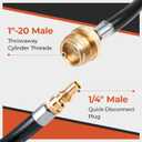 GASPRO 15FT RV Quick Connect Propane Hose for Camping Grilling, Connects 1 LB Portable Appliance, 1/4" Male Quick Connect Plug x 1-20" Male Throwaway Cylinder Thread