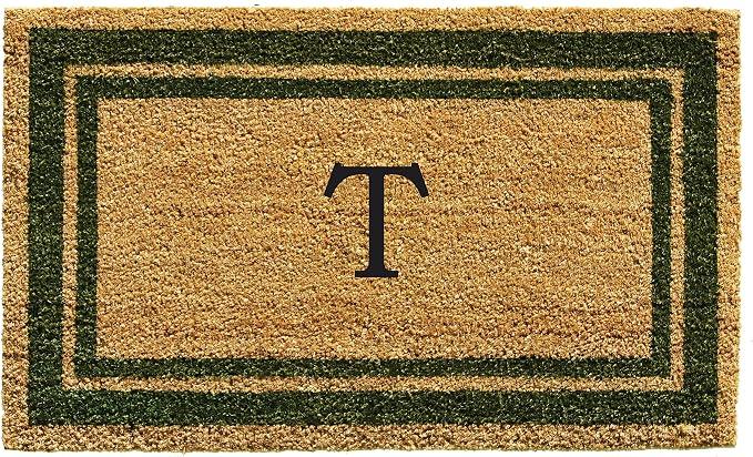 Calloway Mills Green Border 24" x 36" Monogram Doormat (Letter T)