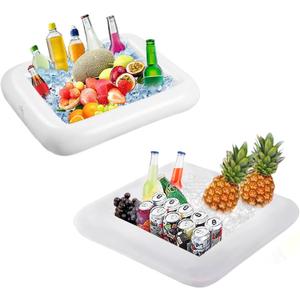 2PCS Inflatable Ice Serving Buffet Bar - BBQ Picnic Pool Party Supplies Buffet Salad Food & Drinks Tray for Party Picnic & Camping (23.6 inches)