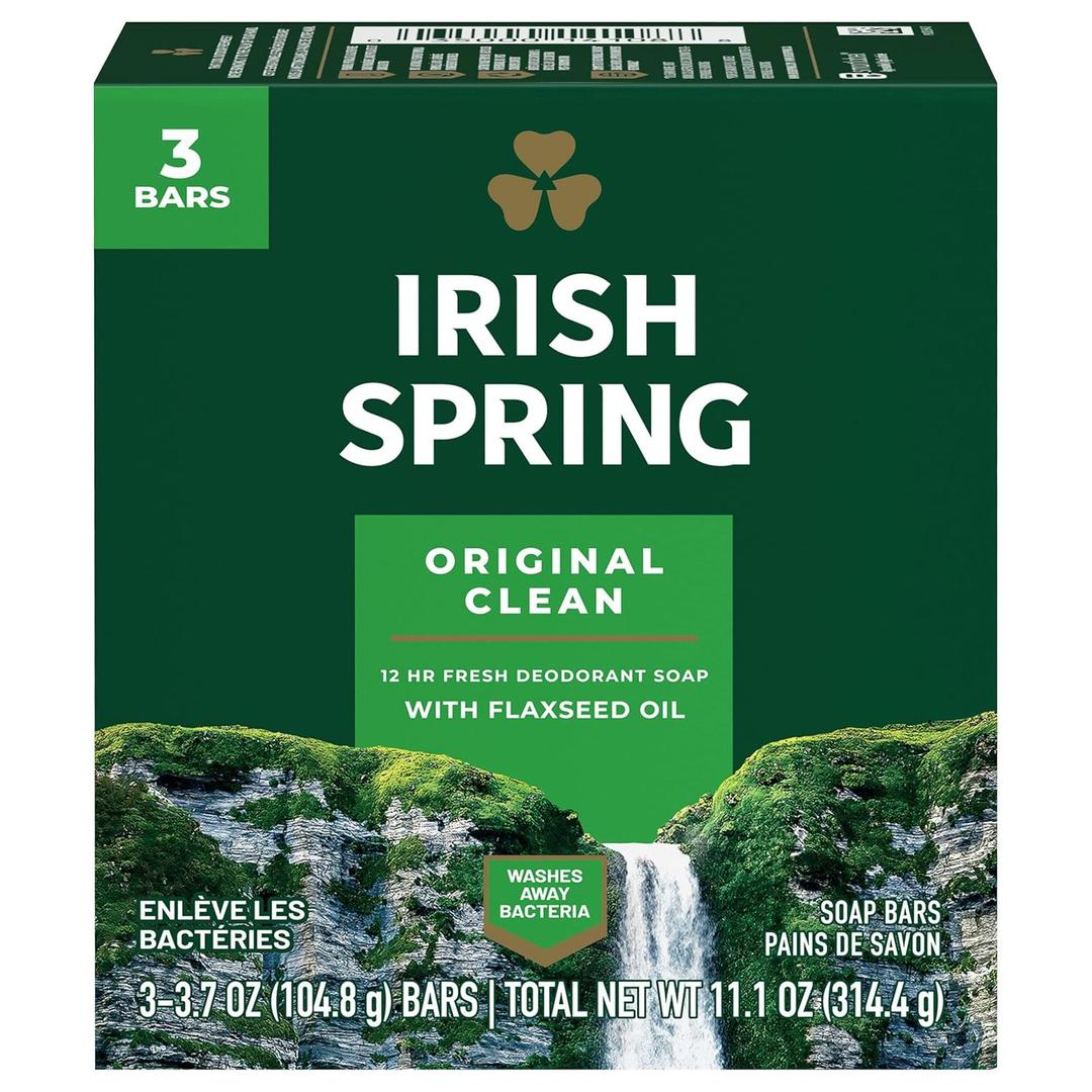 Irish Spring Deodorant Bar Soap, Original, 3.75 oz bars, 3 ea
