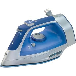Hamilton Beach Steam Iron & Vertical Steamer for Clothes with Scratch-Resistant Durathon Soleplate, 8' Retractable Cord, 3-Way Auto Shutoff, Anti-Drip, 1500 Watts, Blue
