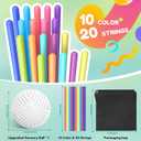 ddLUCK Sensory Activity Ball, Silicone Fidget Toys for Autism, ADHD, Stress & Anxiety Relief, 10 Colors Silent Calming Travel Play Fidgets Toy Balls for Kids 3+ & Adults with 20 Strings (White)