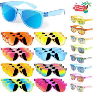 Kids Sunglasses Bulk Party Favors - 24 Packs Boys Girls Sunglasses for Kids Age 3-8 with UV 400 Protection, Neon Sunglasses for Beach Pool Birthday Party Supplies, Great Gift for Kids