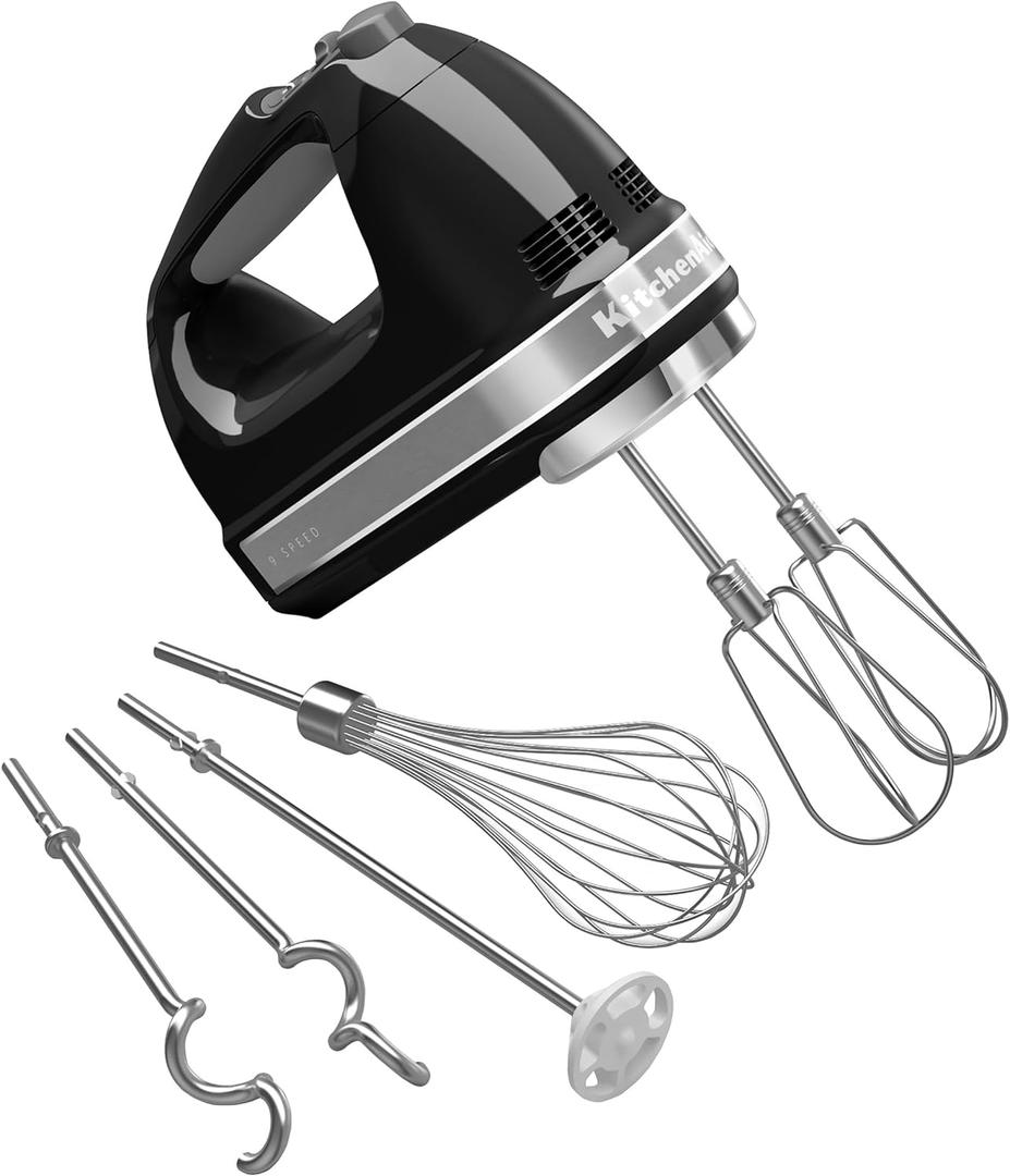 KitchenAid 9-Speed Digital Hand Mixer with Turbo Beater II Accessories and Pro Whisk - Onyx Black