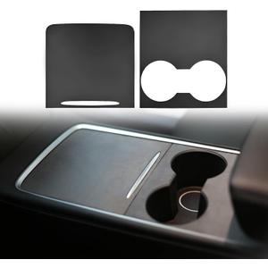 2 x for Tesla Center Console Wrap Kit Suede for Tesla 2021-2023 Model 3 and 2021-2024 Model Y Center Console Cover Anti-Fur Console Trim Interior Car Wrap Decoration