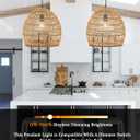 ELYONA 16 Large Boho Rattan Chandelier, Modern Rustic Wicker Pendant Light Fixtures, Basket Hand Woven Hanging Lamp for Coastal Kitchen Island Dining Room Living Room Bedroom Foyer (40cm*40cm)