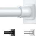 White Shower Curtain Rod 31-68 Inches Non-Slip Shower Rod Tension Mounted No Drill Shower Curtain Rods Spring Tension Rod Adjustable Tension Curtain Rod for Windows Bathroom