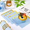 LIYH 200Pcs Blue Napkins Party Napkins 5In 2-Ply Paper Disposable Floral Cocktail Beverage Napkin Gold Scalloped Edges Baby Blue Napkin for Bridal Shower Birthday Party