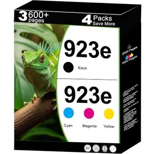 923e Ink Cartridges Combo Pack Replacement for HP 923 XL 923XL Work with OfficeJet 8120, 8122, 8124e, Pro 8135e, 8138e, 8139e, 8130e, 8132e Printer with V17.2.1 Chip4-Pack, Cyan Magenta Yellow Black