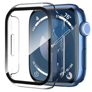 Smiling 2 Pack Case Compatible with Apple Watch Series 9/8 / 7 41mm with Tempered Glass Screen Protector, Hard PC Case Overall Protective Cover- Transparent