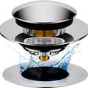 Universal Pop-Up Bathtub Stopper with Clog-Proof Strainer, Bath Drain Plug (Fits 1.4-1.6 Inch Drains)