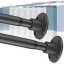 Heavy Duty Shower Curtain Rod - 28 to 76" Fixed Shower Curtain Rod Wall Mounted - Adjustable Extendable Rustproof for Bathroom,Room Divider,Bedroom,Doorway - Matte Black 2 Pack
