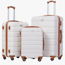 Coolife Luggage 3 Piece Set Suitcase Spinner Hardshell Lightweight TSA Lock (apricot white, 3 piece set(20in24in28in))