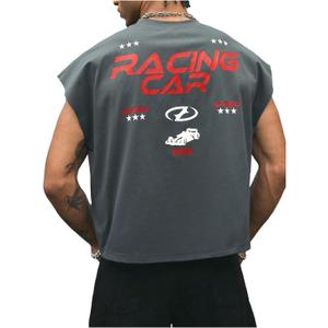 GORGLITTER Men's Dolman Sleeve Crop Vest Top T Shirts Crewneck Loose Pullover Tank Tops (Gray, XL)