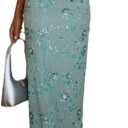 Women Y2K Sequin Long Skirt Sparkle Rhinestone Floral Maxi Skirt High Waist Glitter Midi Skirt Going Out