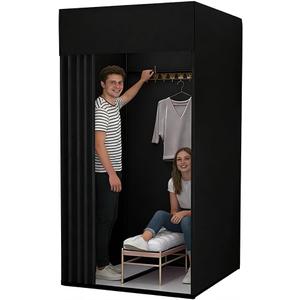 Clothing Store Fitting Room,Changing Room,Movable Changing Room,Strong Shading, Better Privacy Protection Fitting Room-Easy to Assemble, Clothing Store, Private Space(Black)
