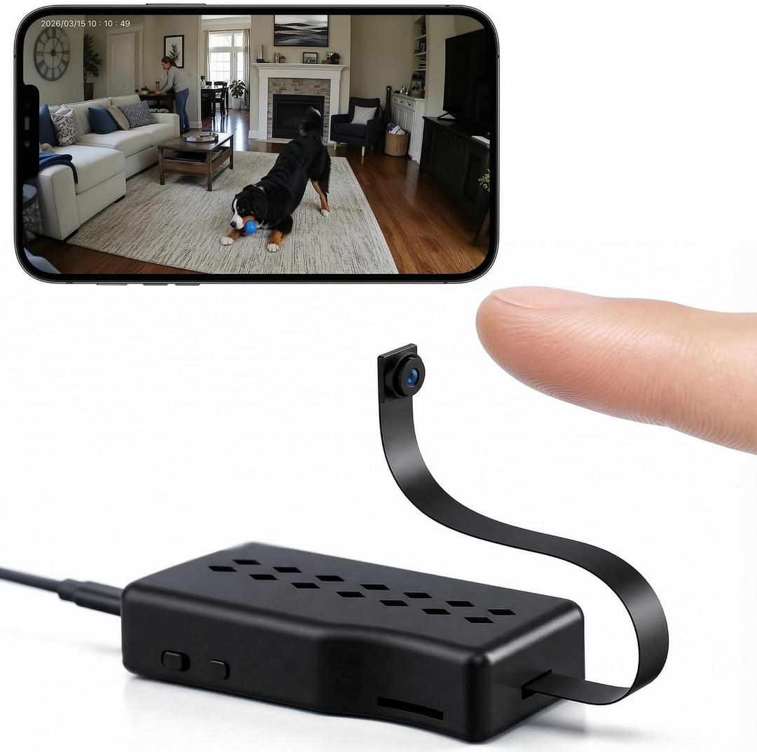 Mini Hidden Camera WiFi, 1080P Small Indoor Security Camera with Bluetooth Setup, Live View, Motion Detection, AP Hotspot, Micro SD Card Recording, No WiFi Needed for Local Recording