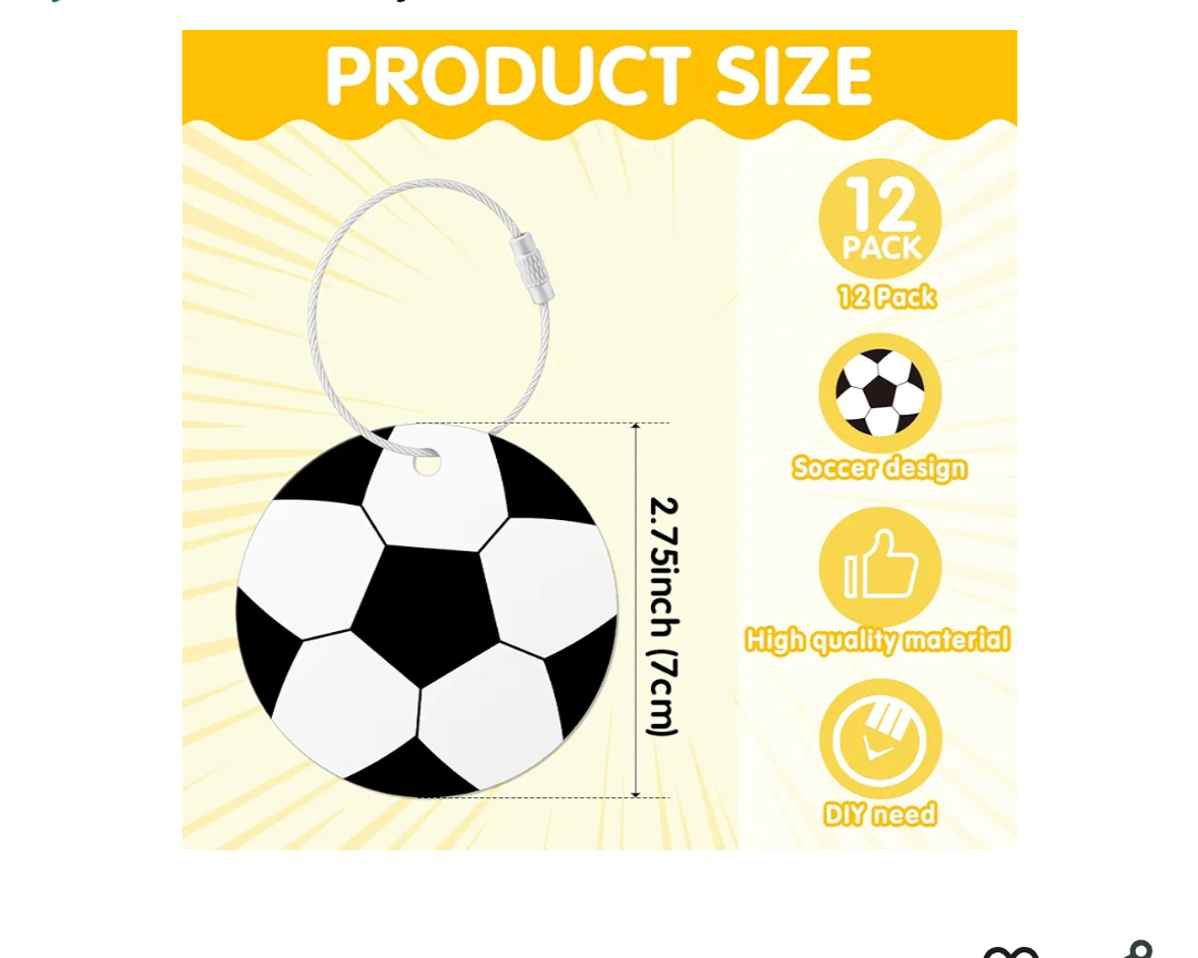 12 Pcs Soccer Luggage Tags for Suitcases Travel Suitcase Labels with Metal Ring 2.75in Soccer Keychain PVC Name Id and DIY Pocket Hug Card Backpack Charm for Men Women Travel Bag Suitcase