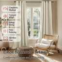 Lajode Cream 100% Blackout Curtains for Living Room 95 Inch Length 2 Panels Set, Thermal Insulated Light Blocking Faux Linen Curtains for Bedroom, Bronze Grommet Boho Window Drape Each 52" Wide