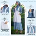 Women Adult Colonial Prairie Costume,Floral Pioneer Dress with Apron and Bonnet, S