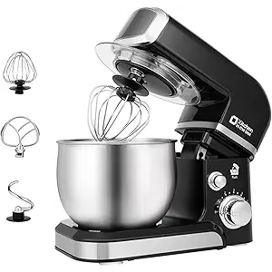 Kitchen in the box Stand Mixer,3.2Qt Small Electric Food Mixer,6 Speeds Portable Lightweight Kitchen Mixer for Daily Use with Egg Whisk,Dough Hook,Flat Beater (Black)