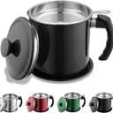 Kyraton Black Bacon Grease Container With Strainer, 48 oz Black Coating Stainless Steel Oil Container, Pot Fat Storage With Lid, Easy Grip Handle Suitable For Storing Frying Oil And Cooking Grease