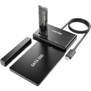 Unitek M.2 NVMe SSD Enclosure Adapter – 10 Gbps Hard Drive Reader Tool Free Pcie NVMe Adapter External USB 3.2 M2 SATA Case Converter Supports M Key Any Sizes M.2 2.5" /3.5" SATA Solid State Drive 