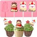 3 x 1 Pcs Christmas Party Cake Decoration Fondant Mold, Elk Candy Lollipop Silicone Mold for Chocolate Cookie Flower Paste Dough Gum Mousse Clay Resin Plaster Easy to Clean and Demold