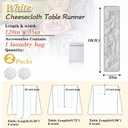 White Cheesecloth Table Runner 2 Pack 35" Boho Gauze 120 inches Long Runner Rustic Sheer Cheese Cloth Fabric Bulk for Baby Shower Wedding Bridal Birthday Party Decorations