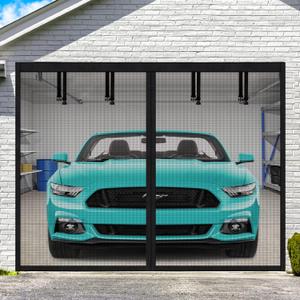 Single Garage Door Screen Kit, UUP 8x7Ft Magnetic Mesh Screen for Garage Opening 1 Car, Garage Net Cover, Sturdy Fiberglass Magic Curtain Outdoor for Patio, Porch, Window to Keep Bugs Out, Black