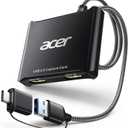 acer USB 3.0 Video Capture Card, HDMI Capture Card for Streaming with 4K Loop-Out & USB A/C | 1080P 60Hz HD | Video Audio Game Capture for PS5/PS4/Switch2/Xbox/Camera/PC/Mac - Black