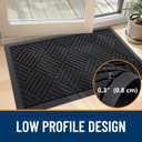 OLANLY Front Door Mat Outside Entrance 47x32, Absorbent, Heavy Duty Sturdy Natural Rubber Doormat Indoor Outdoor, Stain and Fade Resistant, Non-Slip Low Profile Floor Mat for Entryway, Black Diamond