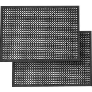 Anti Fatigue Rubber Mats - 2 Pack Restaurant Kitchen Non-Slip Bar Floor Entry Door Drainage Mats - Indoor/Outdoor Use - 36 x 60 Inches