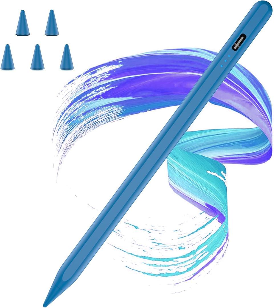 Stylus Pen for iPad 2018-2025 with Palm Rejection,Faster Charge,Tilt Sensitivity iPad Pencil Compatible with A16/10th/9th/8th/7th/6th,Pro 11/13in (M4),Air M3/M2/5th/4th,Pro 11/12.9in,Mini 6/5 (Blue)