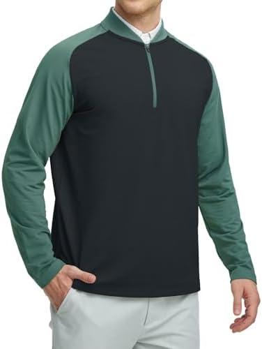 Rouen Quarter Zip Pullover Men Lightweight Performance Collarless Raglan Micro Fleece Midlayer Golf Sport Sweatshirts for Men 3XL