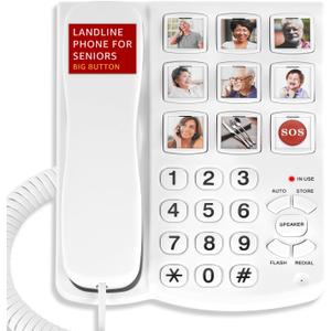 Uvital Big Button Phone for Seniors, Corded Landline Phone with 9 One-Touch Dialing Big Buttons, Hands-Free Calling, Loud Ringer, Easy to Use for Visually Impaired Telephone for Seniors Uvital Big Button Phone for Seniors, Corded Landline Phone with 9 One-Touch Dialing Big Buttons, Hands-Free Calling, Loud Ringer, Easy to Use for Visually Impaired Telephone for Seniors