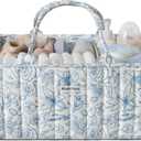 Blissful Diary Floral Diaper Caddy Organizer, Stylish Nursery Storage Basket, Gift for Baby Shower, Baby Registry Must Have, Newborn Essentials, Blue Floral