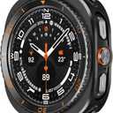 Amizee 3 in 1 Metal Case for Samsung Galaxy Watch Ultra Case (2025/2024) 47mm with Screen Protector, Rugged Bumper Scratch Resistant Protection Cover for Galaxy Watch 7/8 Ultra, Numeric-Black/Orange