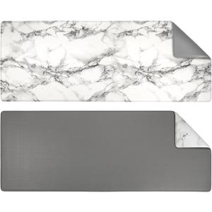 OPUX Anti Fatigue Kitchen Floor Mat, Reversible Cushioned Memory Foam Kitchen Rug Pad, Waterproof Non-Slip Padded Comfort Standing Mat for Office Laundry Home, 47x17 (Marble Gray) (47.2" x 17.3" - Single Piece)