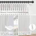 92 Inch Blackout White Beige Curtains&Drapes Pinch Pleat Linen 2 Panels for Living/Bedroom,Viral Thick Sound Dampening Thermal Sliding Door Aesthetic Window Treatments with Hooks&Rings 50"Wx92"L