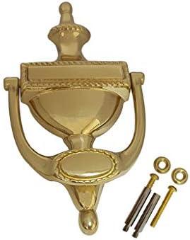 QCAA Solid Brass Door Knocker, Victorian Rope Type, 7-3/8", Polished Brass, 1 Pack, Made in Taiwan