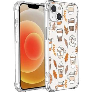 Fall Vibe Case Compatible with iPhone 14, Autumn Leaves Coffee Case for iPhone 14, Trendy TPU Phone Case Cover