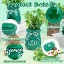 St Patricks Day Decoration - 6PCS St.Patrick's Day Mini Mason Jars with Artificial Shamrock White Green Decorative Jars Saint Patricks Tiered Tray Spring Decor for Home Kitchen Farmhouse Table