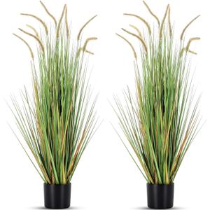 Jexine 2 Pieces Faux Plants Outdoor 4 ft Tall Artificial Grass Plant Potted Artificial Setaria Grass Faux Greenery Floor Plants for Housewarming Gift House Garden Lobby Outdoor (Green)