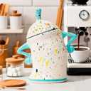 Canister With Attitude,Large Capacity Cute Sassy Tea Pot Storage with Airtight Lid Fun Food Jar Stylish Teapot Large Ceramics Lid, Creative for Coffee, Tea, Sugar, and Spices,With Spoon (Cyan)